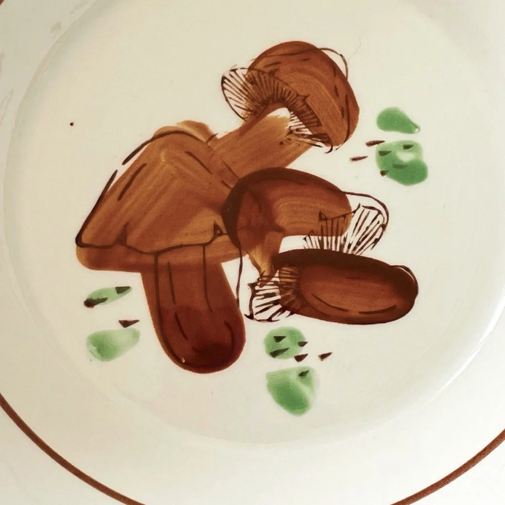 Vintage 70’s Large Mushroom Ironstone Vegetable or Serving Bowl Made in Korea